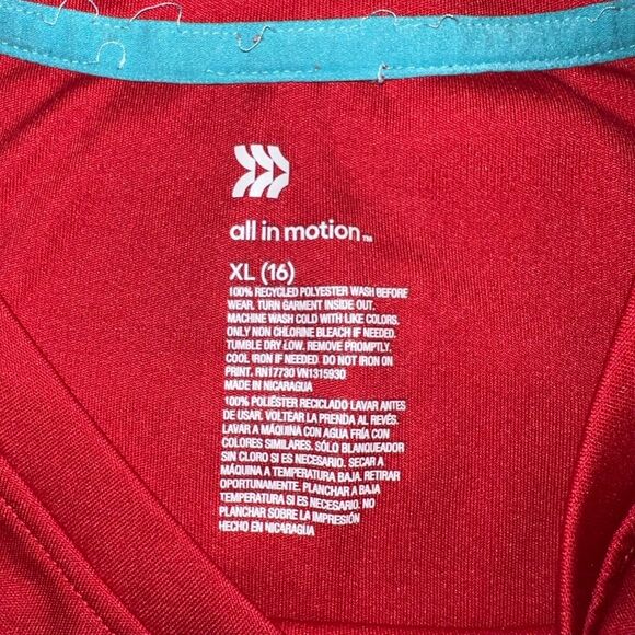 all in motion Boys Tank Top Shirt Sleeveless Athletic Summer Lightweight Red XL - Picture 6 of 6